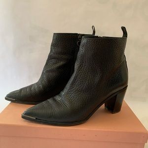 ACNE STUDIOS size 11 black grain leather ankle boot
